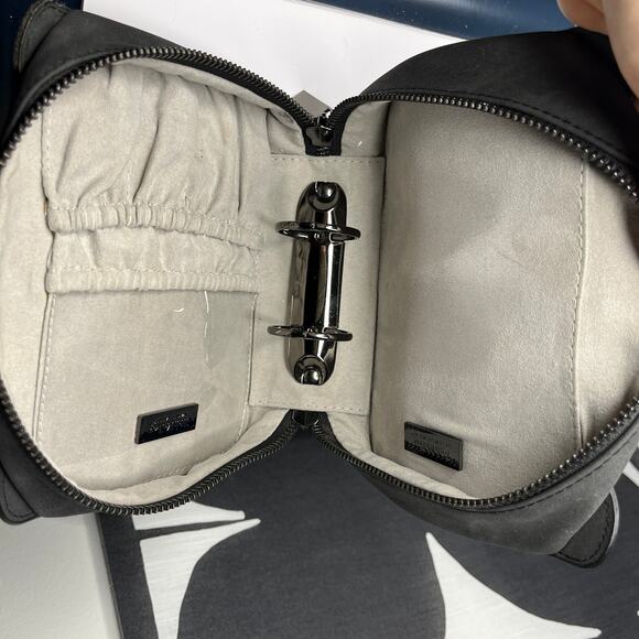 Trish McEvoy Black Suede Scalloped Makeup Planner Bag and Mesh Bag - Picture 6 of 10